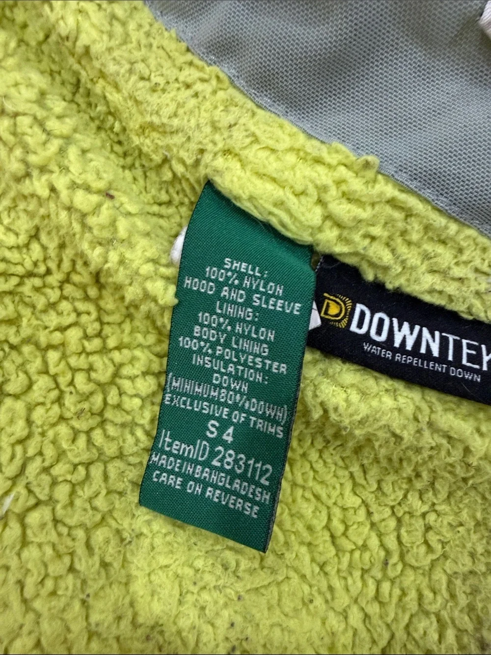 L.L. Bean Green Plaid Kids Hooded Puffer with Lime Accents Size 4T